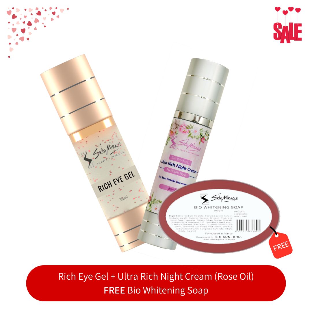 Rich Eye Gel + Ultra Rich Night Cream (Rose Oil) + FREE Bio Whitening Soap