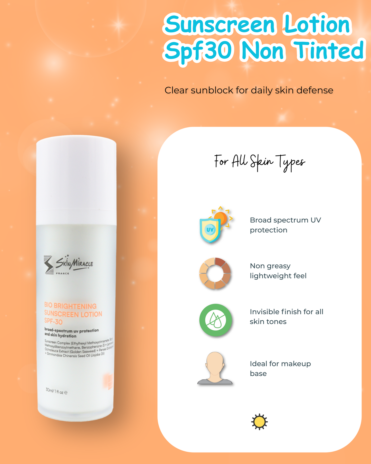 Bio Brightening Sunscreen Lotion SPF 30 Non Tinted (White)