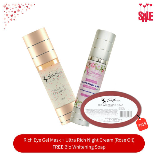Rich Eye Gel Mask + Ultra Rich Night Cream (Rose Oil) + FREE Bio Whitening Soap